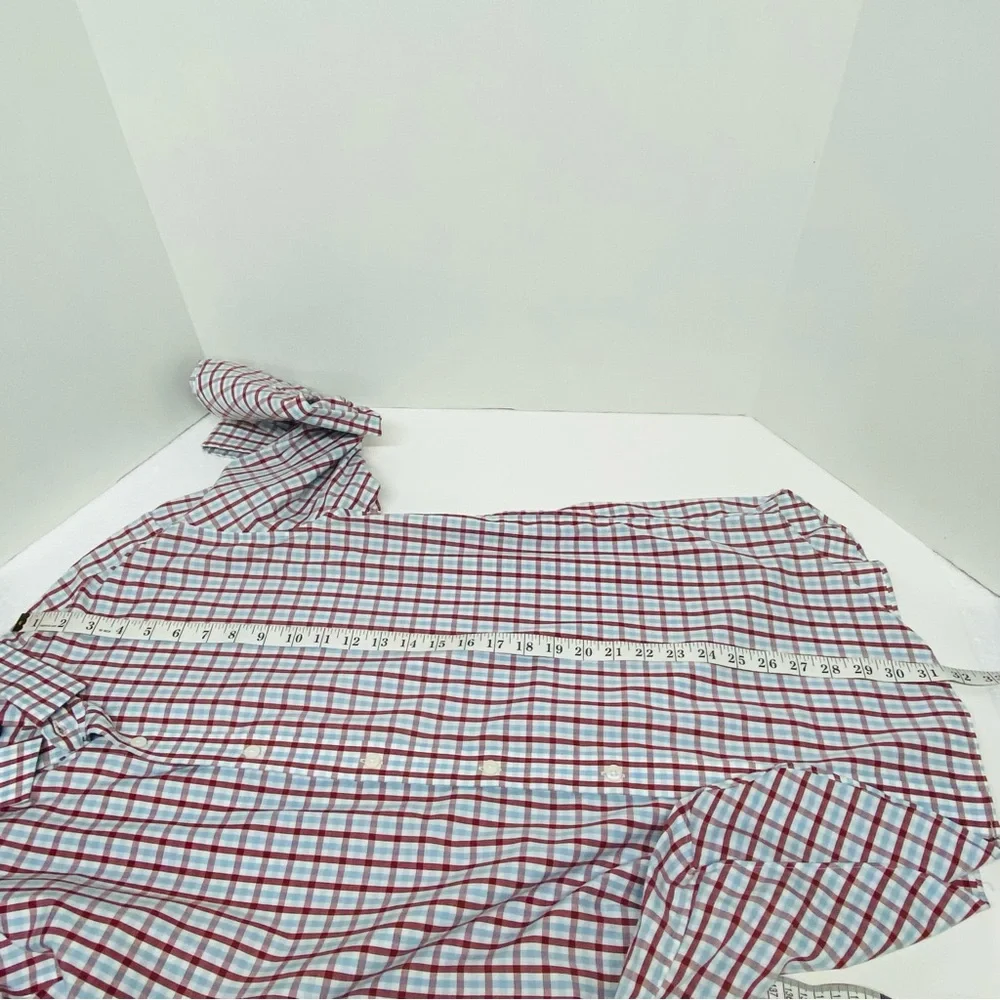J. Crew Flex Wrinkle Free Shirt Size XL 17-17 1/2 Slim Fit Burgundy Blue White